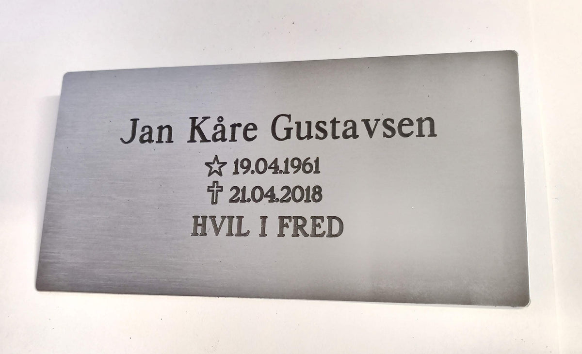 Minneplate til gravstein, 75 x 150 mm